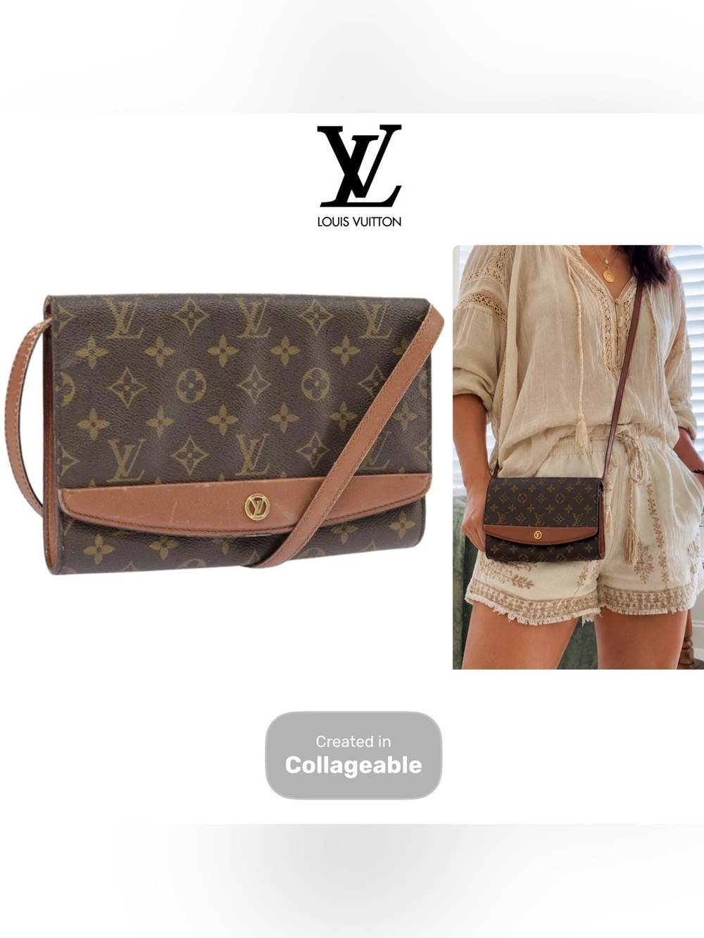 👜 LOUIS VUITTON Bordeaux 24 Monogram Authentic Shoulder Crossbody Bag Luxury